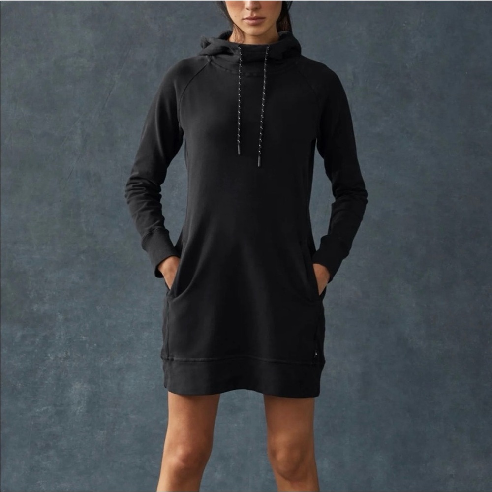 American Giant Hoodie Dress Womens Size Small Black Heavyweight USA Cozy Stretch